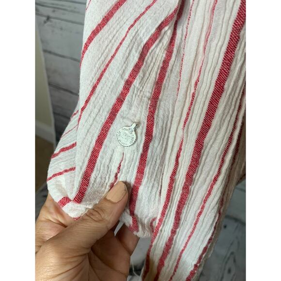 Scotch & Soda white red stripes long sleeves boho tunic top size Large - Picture 6 of 9